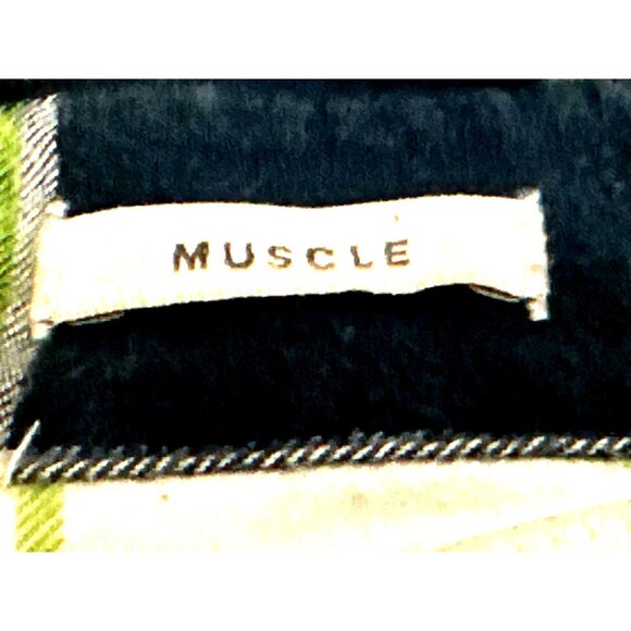 Abercrombie Fitch Large Muscle Button Up Plaid Shirt Green Navy White Cotton Men - Picture 8 of 10